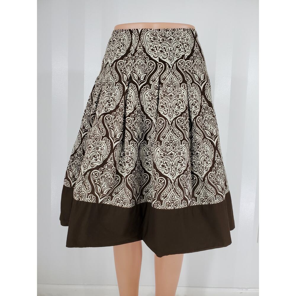 APT 9 Women's Brown Patterned Flare Skirt Sz 8 MISSING BELT